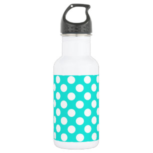 Botella De Agua Puntos de Polka de color Aqua