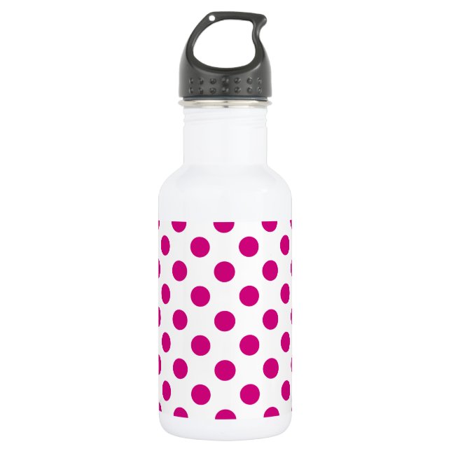 Botella De Agua Puntos de polka de Fuchsia (Anverso)