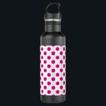Botella De Agua Puntos de polka de Fuchsia<br><div class="desc">Fuchsia y puntos de polka blanco</div>