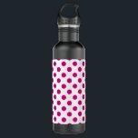 Botella De Agua Puntos de polka de Fuchsia<br><div class="desc">Fuchsia y puntos de polka blanco</div>