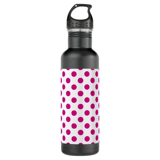 Botella De Agua Puntos de polka de Fuchsia (Anverso)