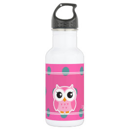 Botella De Agua Puntos de polka de moda de Guay con adorable búho 