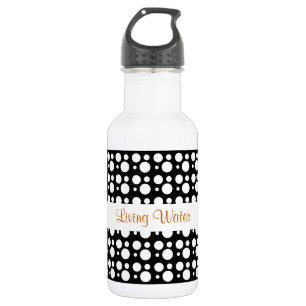 Botella De Agua puntos de polka en blanco y negro