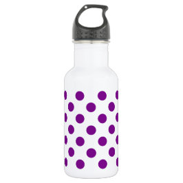 Botella De Agua Puntos de polka morado y blanco