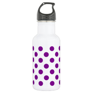 Botella De Agua Puntos de polka morado y blanco