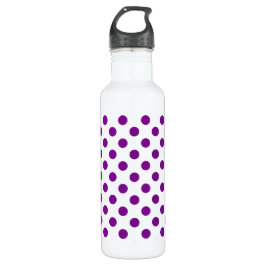 Botella De Agua Puntos de polka morado y blanco