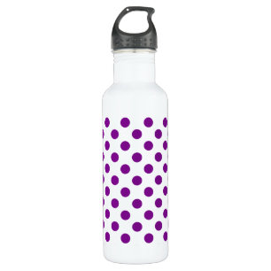Botella De Agua Puntos de polka morado y blanco