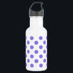 Botella De Agua Puntos de polka periwinkle<br><div class="desc">Punto de polka perwinkle sobre fondo blanco</div>