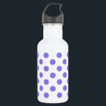 Botella De Agua Puntos de polka periwinkle<br><div class="desc">Punto de polka perwinkle sobre fondo blanco</div>