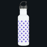 Botella De Agua Puntos de polka periwinkle<br><div class="desc">Punto de polka perwinkle sobre fondo blanco</div>