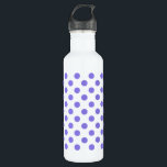 Botella De Agua Puntos de polka periwinkle<br><div class="desc">Punto de polka perwinkle sobre fondo blanco</div>