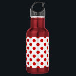 Botella De Agua Puntos de polka rojos y blancos<br><div class="desc">Puntos de polka rojos y blancos</div>