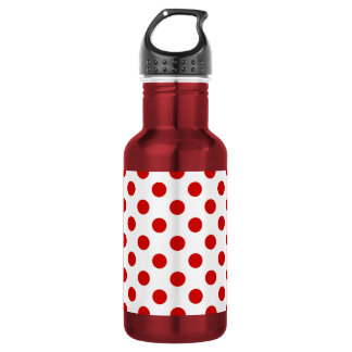 Botella De Agua Puntos de polka rojos y blancos