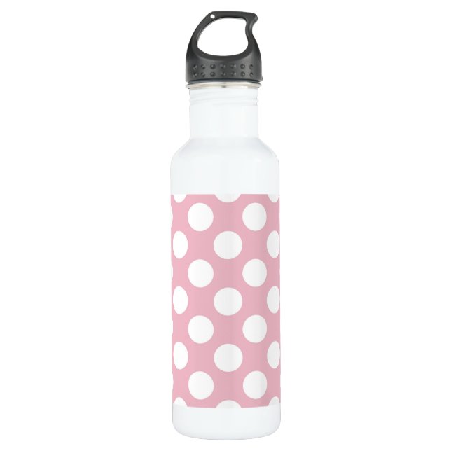Botella De Agua Puntos De Polka Rosa, Patrón De Punto De Polka, Pu (Anverso)