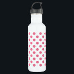 Botella De Agua Puntos de polka rosa y blanco<br><div class="desc">Puntos de polka rosa y blanco</div>