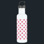 Botella De Agua Puntos de polka rosa y blanco<br><div class="desc">Puntos de polka rosa y blanco</div>