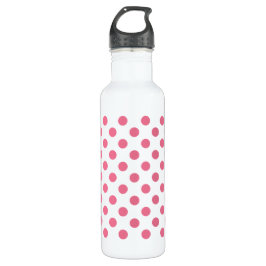 Botella De Agua Puntos de polka rosa y blanco