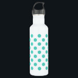 Botella De Agua Puntos de polka turquesa<br><div class="desc">Paquetes de polka turquesa sobre fondo blanco</div>