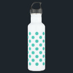 Botella De Agua Puntos de polka turquesa<br><div class="desc">Paquetes de polka turquesa sobre fondo blanco</div>
