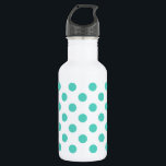 Botella De Agua Puntos de polka turquesa<br><div class="desc">Paquetes de polka turquesa sobre fondo blanco</div>