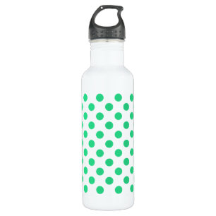 Botella De Agua Puntos de polka verdes y blancos