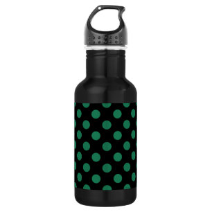 Botella De Agua Puntos de polka verdes y negros