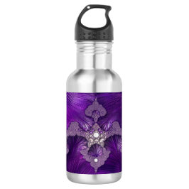 Botella De Agua Purple Abstract Fractal Bird