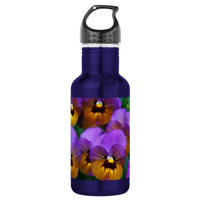 Botella De Agua Purple and Gold Pansies (Anverso)