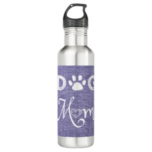 Botella de agua Purple Burlap Dog Mom