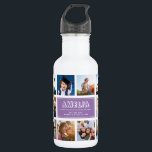 Botella De Agua PURPLE de fotos de Instagram con nombre de niño<br><div class="desc">Moderna y personalizada botella de agua de collage de fotos de Instagram para el mejor Día de Regreso a la Escuela. ¡Un regalo perfecto para el cumpleaños de un niño! A ella le encantará llevar a su gente favorita dondequiera que vaya y esto ayudará a aliviar la ansiedad durante el...</div>