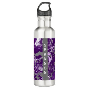 Botella De Agua Purple Personalizada Marble Fluid Art