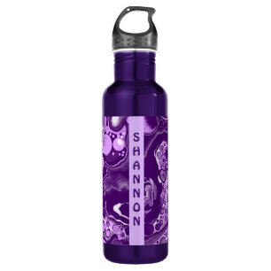 Botella De Agua Purple Personalizada Marble Fluid Art