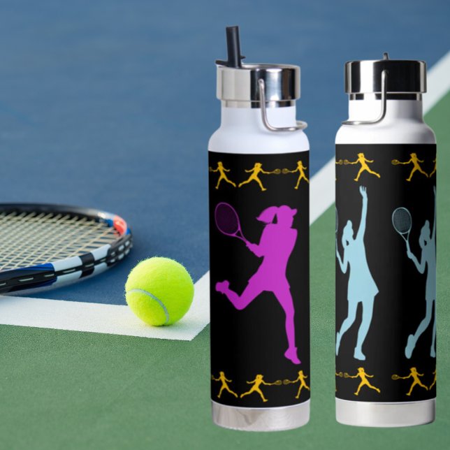 Botella De Agua Púrpura de tenis para mujeres, azul y negro Naranj (Subido por el creador)