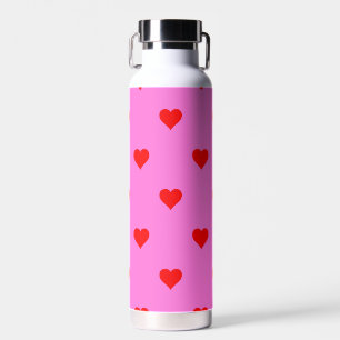 Botella De Agua Púrpura Red Cute Simple Heart Pattern