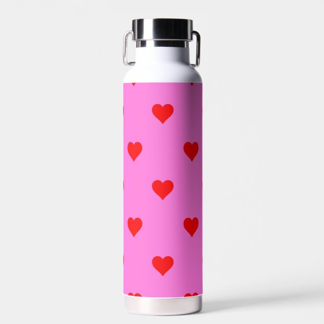 Botella De Agua Púrpura Red Cute Simple Heart Pattern (Delantero)