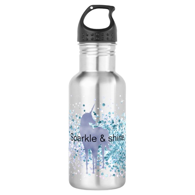 Botella De Agua Púrpura unicornio esparkle Aqua Purpurinoso Confet (Anverso)