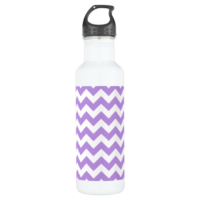Botella De Agua Púrpura Zigzag, Púrpura Chevron, Patrón Geométrico (Anverso)