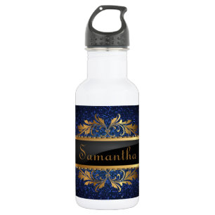 Botella De Agua Purpurina azul Sequin Disco 32. oz.