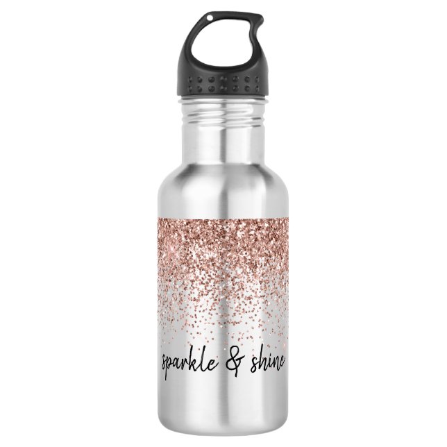 Botella De Agua Purpurina Glam Rosa Gold (Anverso)