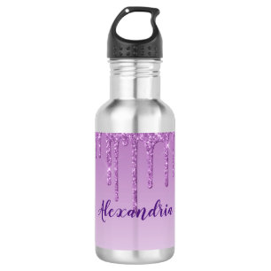 Botella De Agua Purpurina morado gota inoxidable stainless Ste