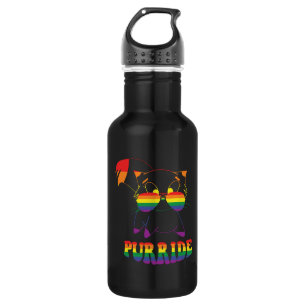 Botella De Agua Purride   Gato gay lindo   Lesbiana   Arcoiris