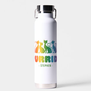 Botella De Agua Purride - Silhouette de gato arco iris LGBTQ+ Pun 