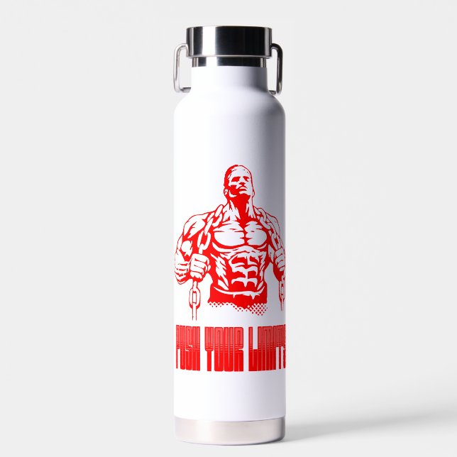 Botella De Agua Push Your Limits - Bodybuilding and Determination  (Delantero)