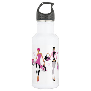 Botella de agua que hace compras de las mujeres