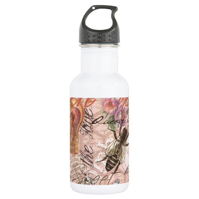 Botella De Agua Queen Bee Vintage Hermoso Collage (Anverso)