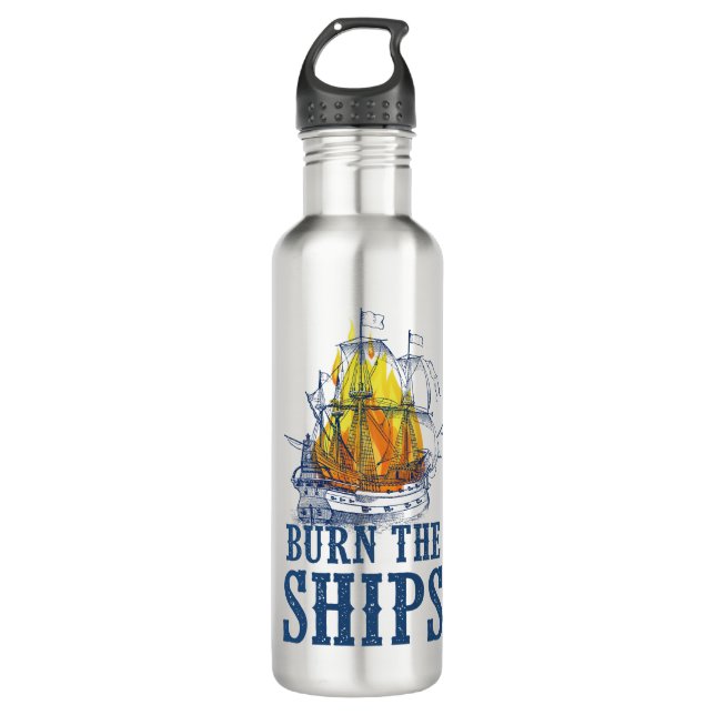 Botella De Agua Quema de barcos, arte de hinchas del Rey y el País (Anverso)