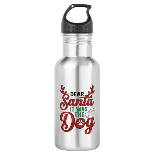 Botella De Agua Querido Santa Fue El Perro Camiseta De Navidad Dis