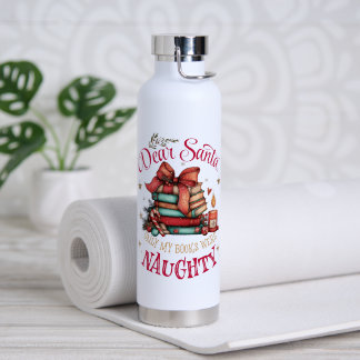 Botella De Agua Querido Santa, Solo Mis Libros Fueron Traviesos 