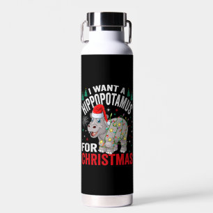 Botella De Agua Quiero Hipopótamo Para Navidades Xmas Hippo