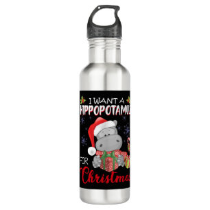 Botella De Agua Quiero Hipopótamo Para Navidades Xmas Hippo